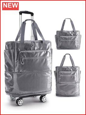 Rolling Duffle Bag with Wheels, Water Resistant Nylon, Carry-On Travel Luggage,